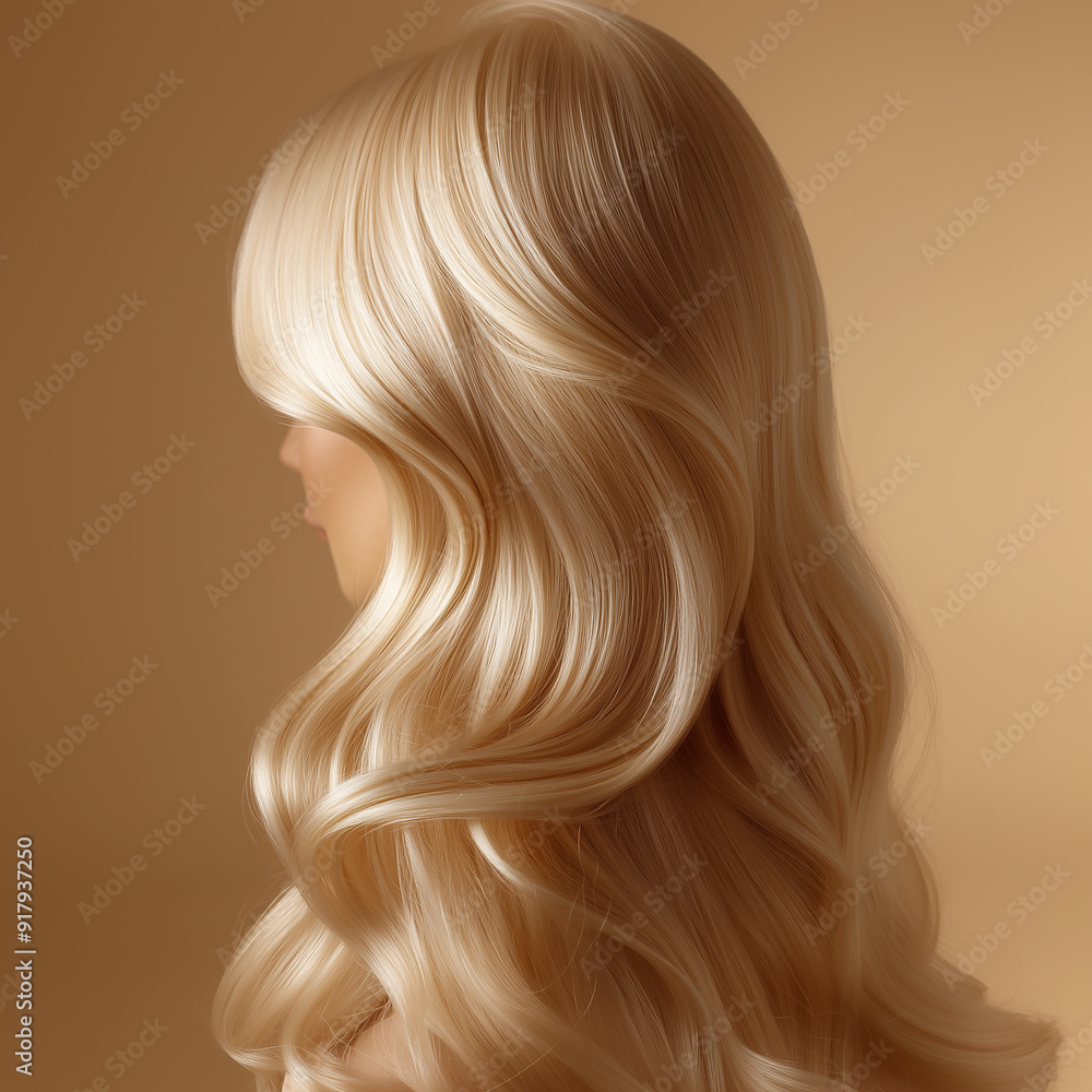 Luxurious Blonde Hair on a Beige Background Luxurious Blonde Hair on a Beige Background
