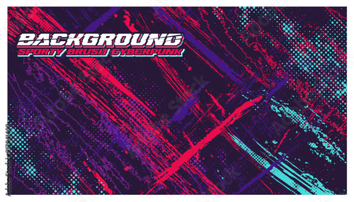 background neon brush gaming blue pink purple banner abstract paint stain vintage modern car wrap decal livery cyberpunk template halftone sporty
