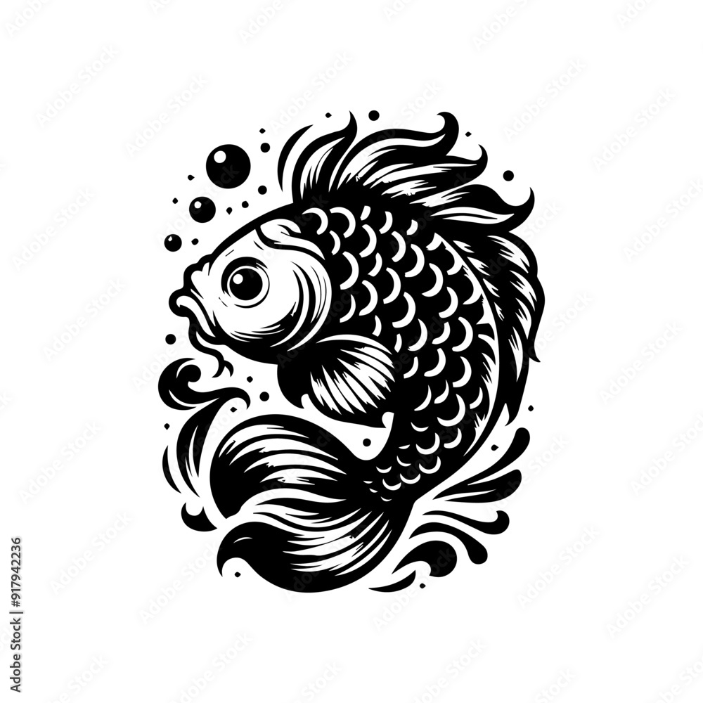 Fototapeta premium koi fish logo design, black koi fish logo vector illustration