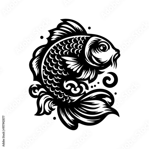 Wallpaper Mural koi fish logo design, black koi fish logo vector illustration Torontodigital.ca