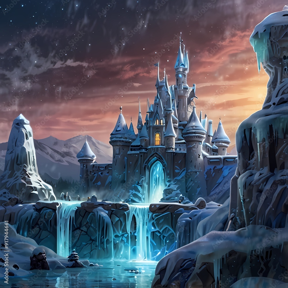 Mythical Ice Kingdom with Crystal Palaces and Frozen Landscapes – A ...