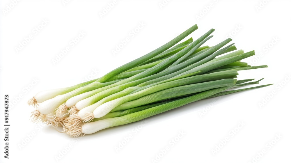 Fresh green spring onions isolated on white background Fresh green spring onions isolated on white background