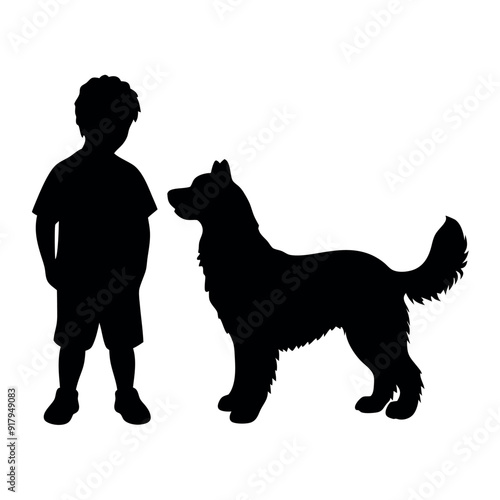 Wallpaper Mural a boy with his dog are playing vector silhouette Torontodigital.ca