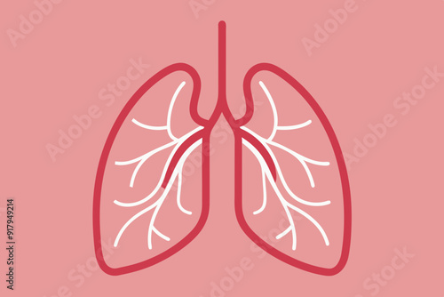 Lung organ simple line vector illustration