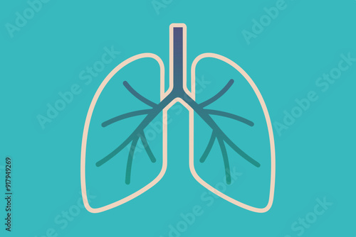 Lung organ simple line vector illustration