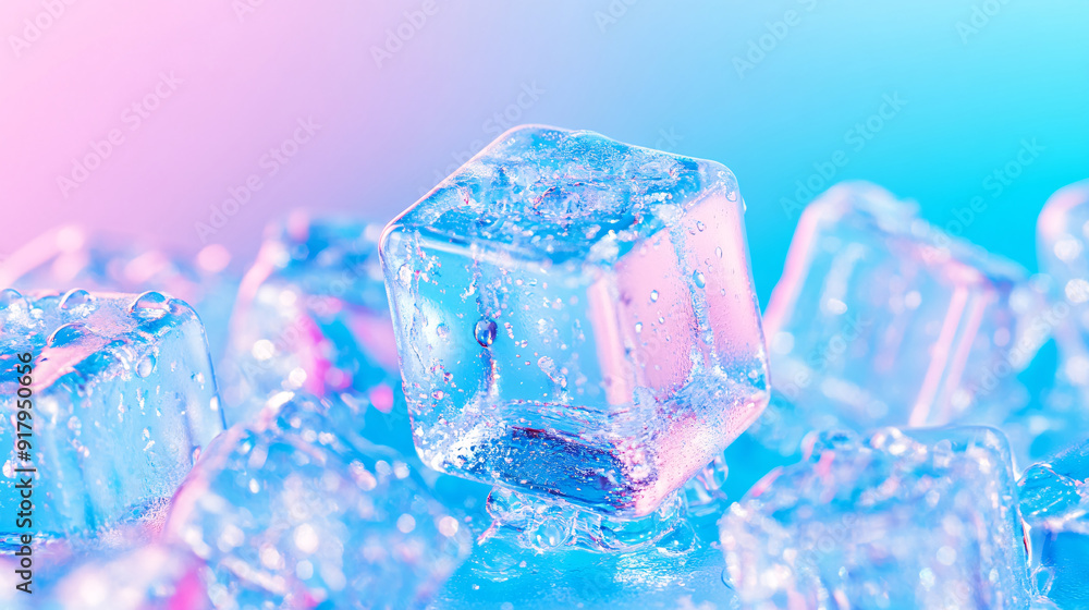 Obraz premium Ice cooling, ice cooling, summer cooling liquid background