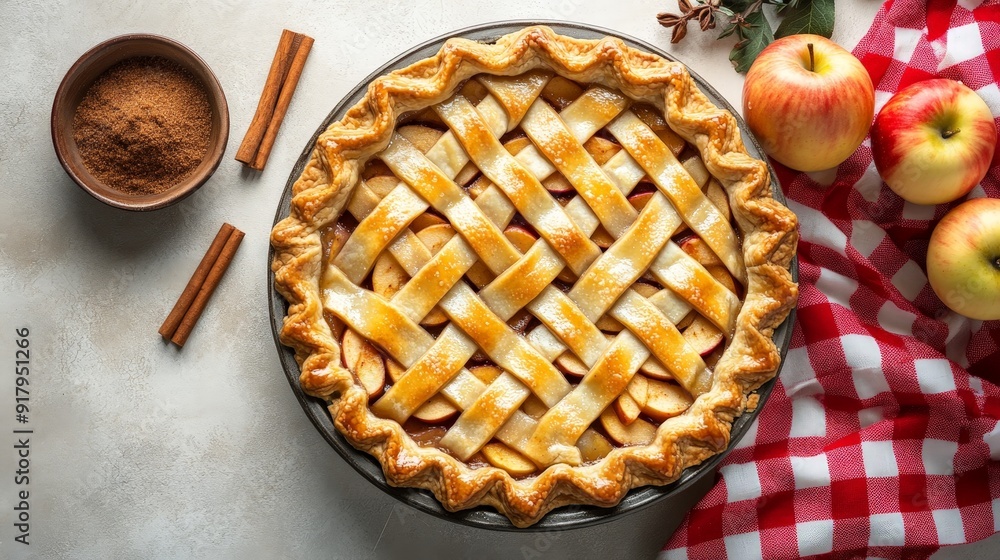 Homemade Apple Pie with Lattice Crust and Apples Homemade Apple Pie with Lattice Crust and Apples