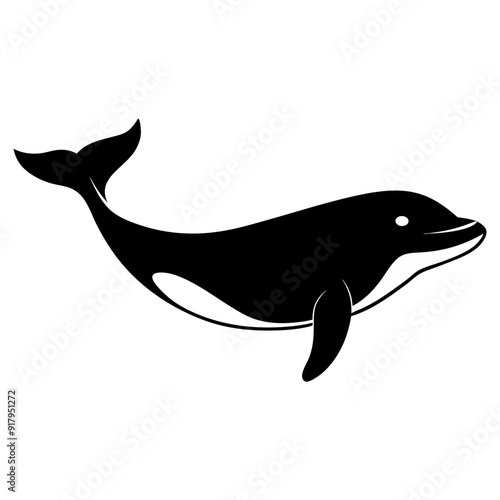 A black and white image of a whale swimming in the ocean
