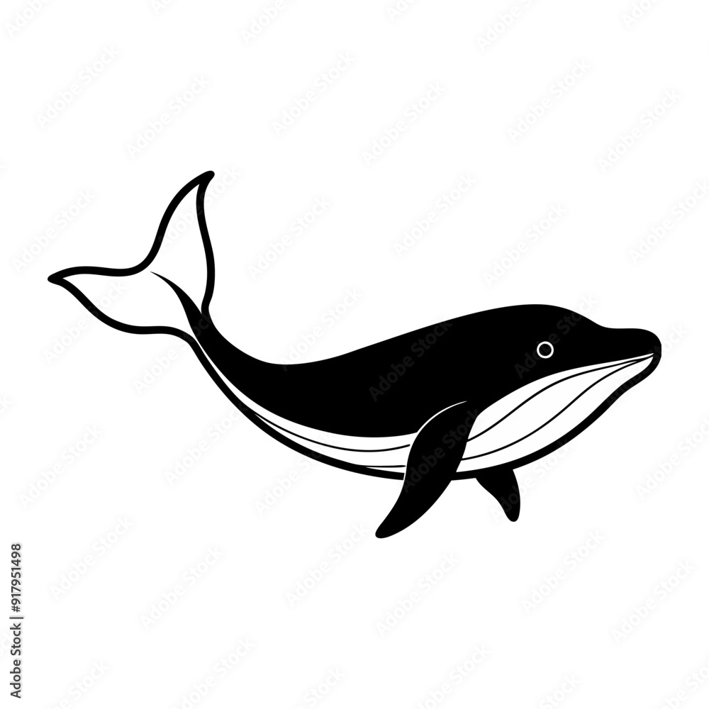 Obraz premium Whale black silhouette vector on white background