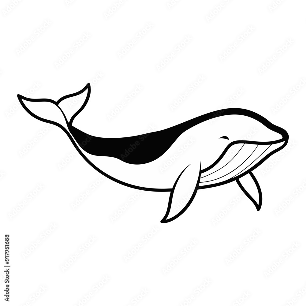 Obraz premium Whale black silhouette vector on white background