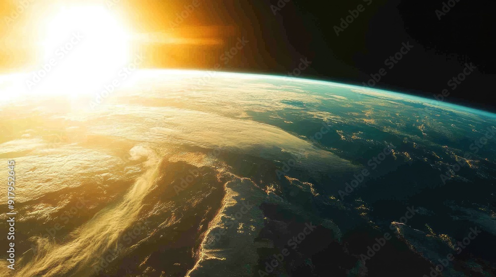 The serene beauty of Earth from the perspective of space, with the planets natural colors and features illuminated by the sun. The serene beauty of Earth from the perspective of space, with the planets natural colors and features illuminated by the sun.