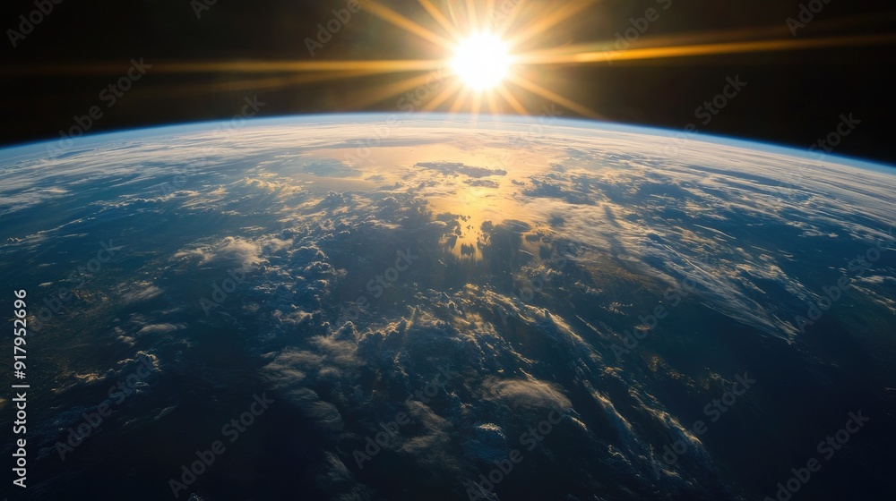 The serene beauty of Earth from the perspective of space, with the planets natural colors and features illuminated by the sun. The serene beauty of Earth from the perspective of space, with the planets natural colors and features illuminated by the sun.