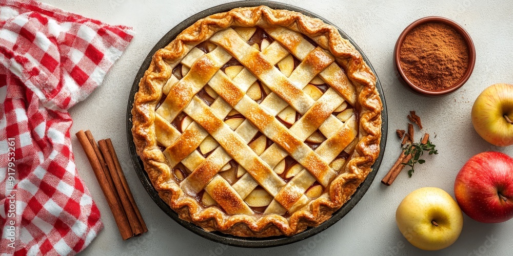 Homemade Apple Pie with Lattice Crust and Apples Homemade Apple Pie with Lattice Crust and Apples