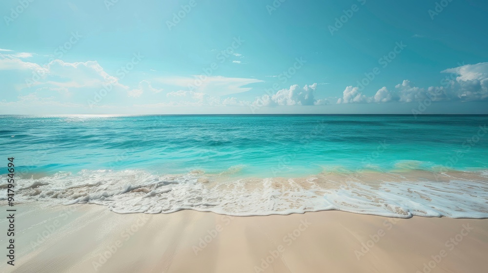 A serene beach with turquoise water and white sand under a clear sky. A serene beach with turquoise water and white sand under a clear sky.