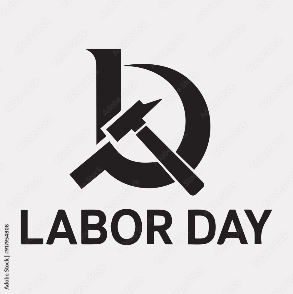 Labor Day typography Hammer, Safety helmet, logo vector silhouette on a white background Labor Day typography Hammer, Safety helmet, logo vector silhouette on a white background