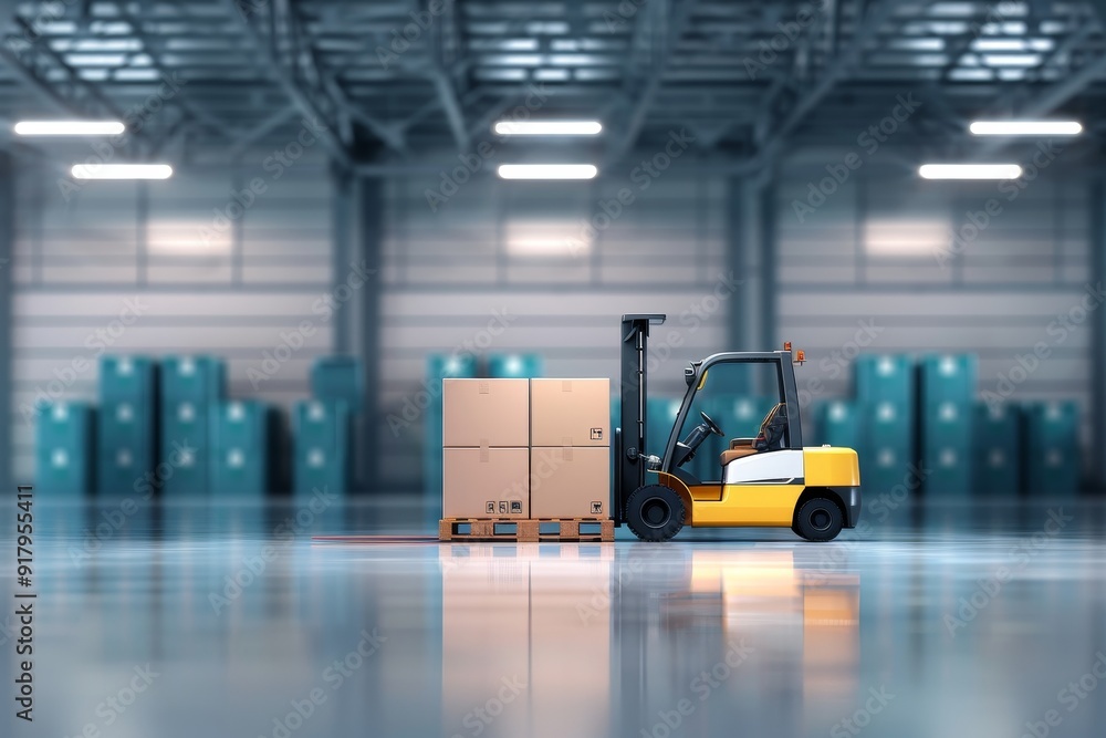 Forklift Carrying Boxes – 3D-Style Cargo Photography with Dark Grey Background Forklift Carrying Boxes – 3D-Style Cargo Photography with Dark Grey Background