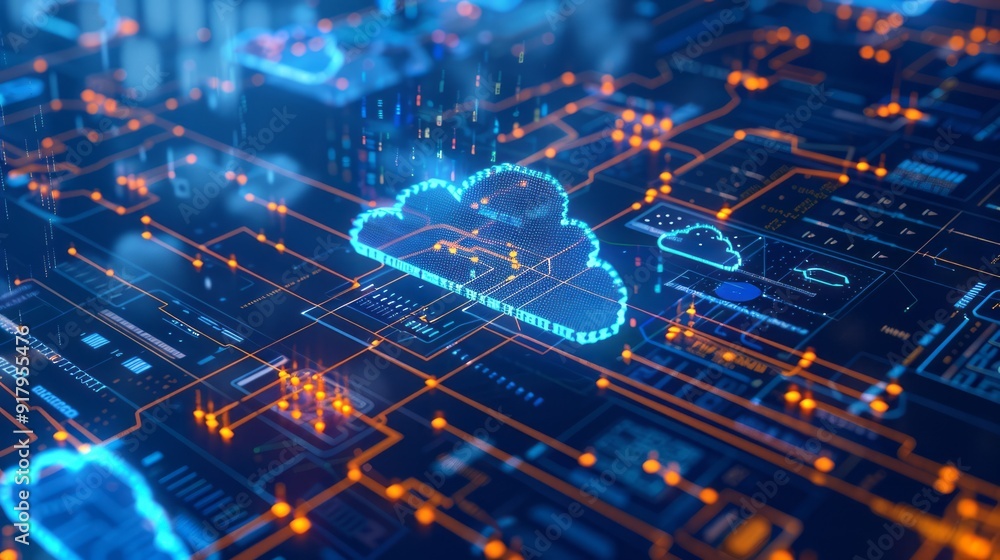 Abstract digital depictions of cloud technology engineering serve as visual metaphors for the interconnected web of data flows and computational processes Abstract digital depictions of cloud technology engineering serve as visual metaphors for the interconnected web of data flows and computational processes