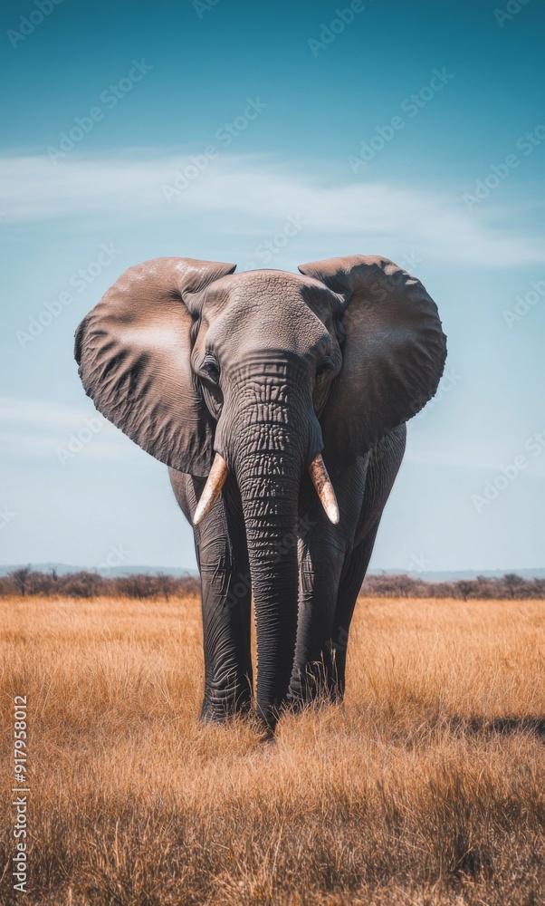 Fototapeta premium Elephants on the Brink: The Dire Impact of Climate Change and Habitat Destruction on the Vanishing Giants of a Bleak Landscape in Need of Urgent Conservation.