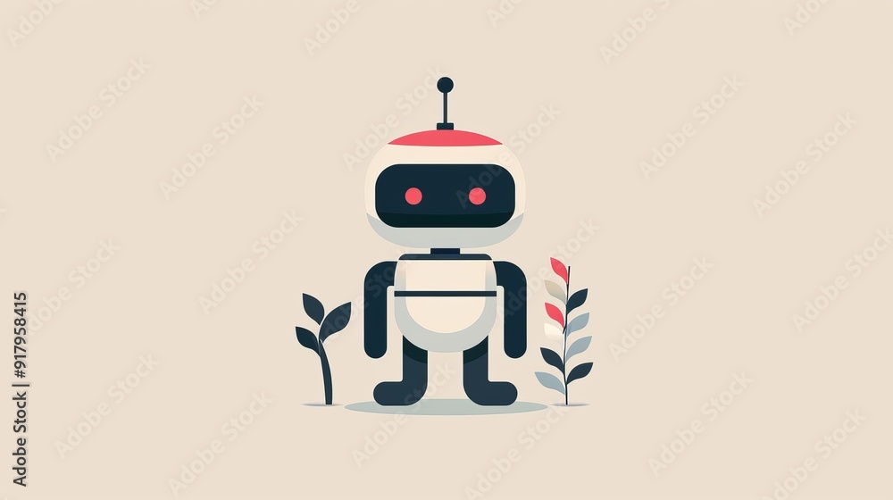 A minimalist robot with arms and legs, simple design, clean lines, 2D vector illustration, plain color scheme A minimalist robot with arms and legs, simple design, clean lines, 2D vector illustration, plain color scheme