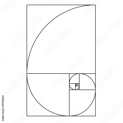 Golden Ratio, Phi, Fibonacci Sequence Illustration, Mathematical, Architectural Pattern, Sacred Geometry Clipart
