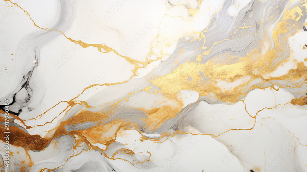 Fototapeta premium White marble with golden pattern, luxury