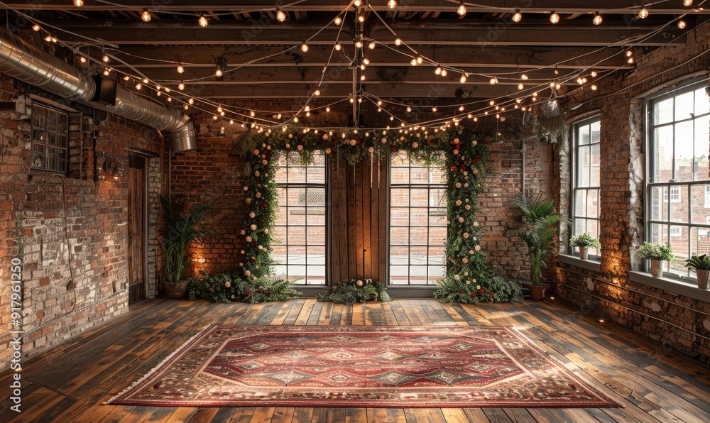 Combination of greenery and pea lights creating a soft and intimate indoor wedding backdrop Combination of greenery and pea lights creating a soft and intimate indoor wedding backdrop