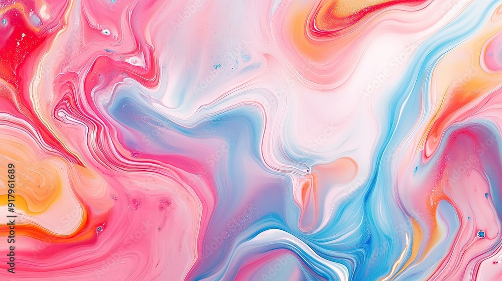Fototapeta premium Colorful abstract background with fluid, wavy patterns resembling marble.