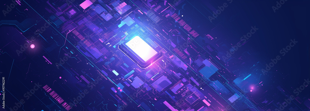 Abstract futuristic background in dark colors. Purple abstract microcircuits and processors. AI generative Abstract futuristic background in dark colors. Purple abstract microcircuits and processors. AI generative