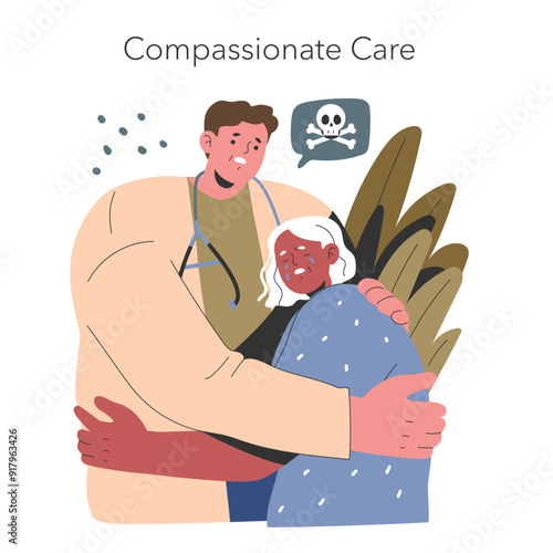 Euthanasia. Flat Vector Illustration