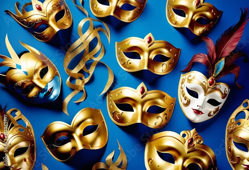 Holidays image of masquarade gold masks photo