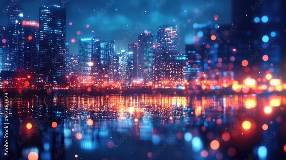Night city background with glowing lights Night city background with glowing lights