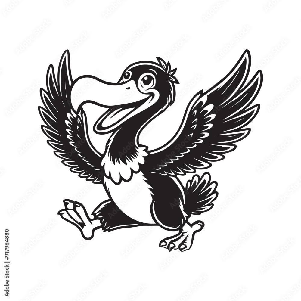 Fototapeta premium Dodo Clipart, Flightless bird outline design, Raphus cucullatus illustration in black and white 