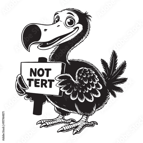 Dodo Clipart, Flightless bird outline design, Raphus cucullatus illustration in black and white
