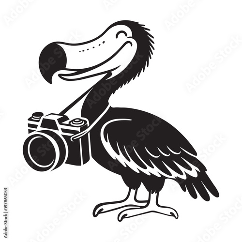 Dodo Clipart, Flightless bird outline design, Raphus cucullatus illustration in black and white
