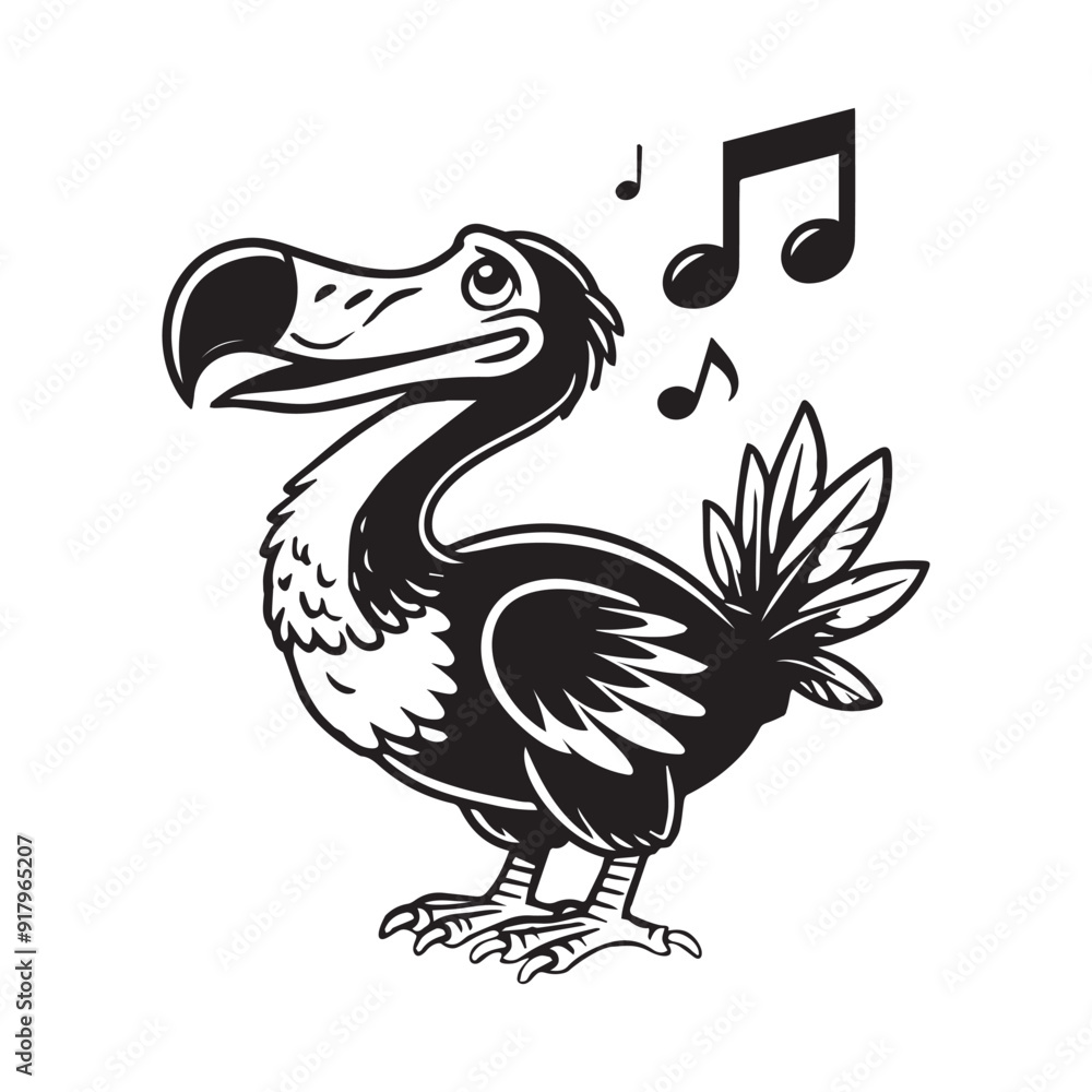 Fototapeta premium Dodo Clipart, Flightless bird outline design, Raphus cucullatus illustration in black and white 