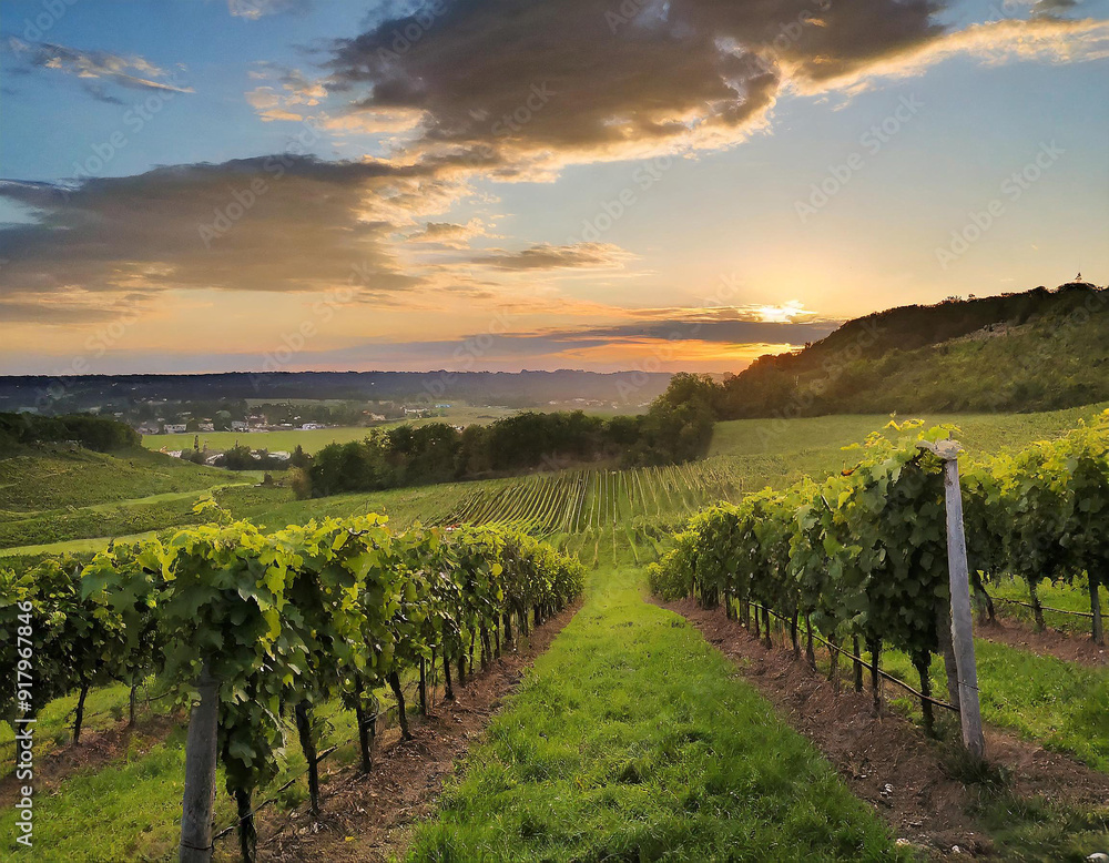 Fototapeta premium Vignoble au coucher du soleil