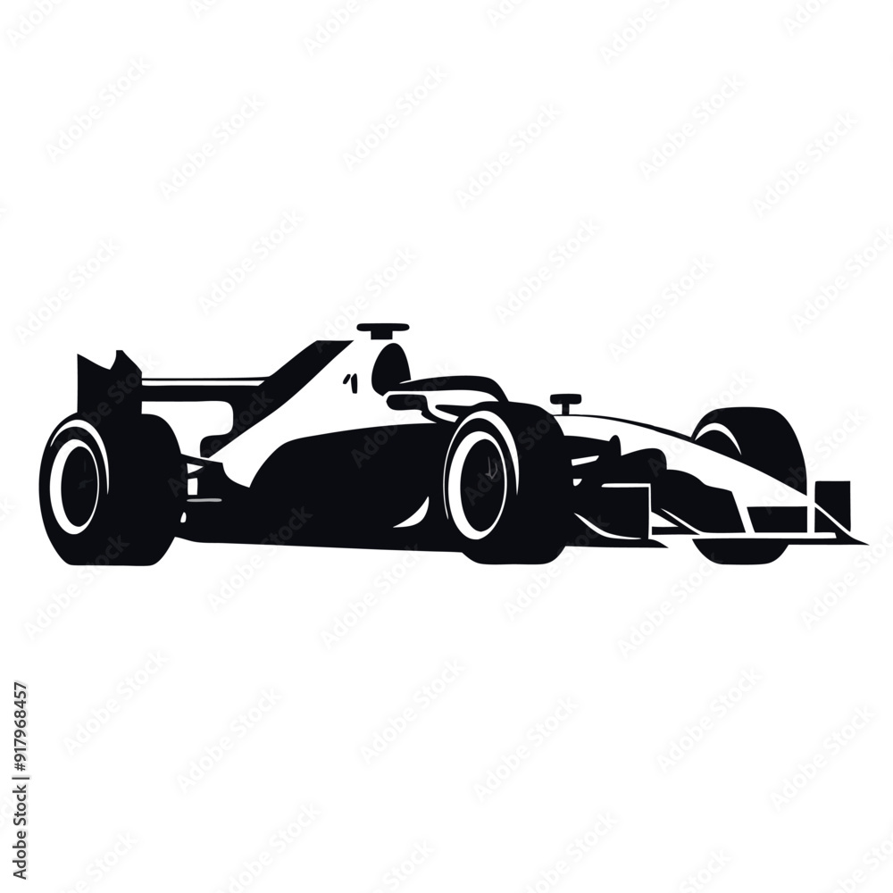 Formula car vector silhouette isolated white background