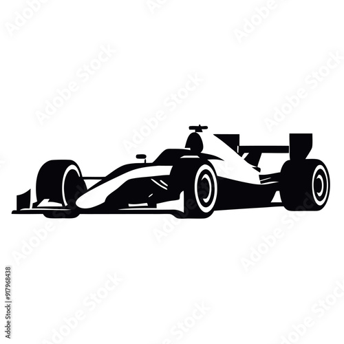 Formula car vector silhouette isolated white background 