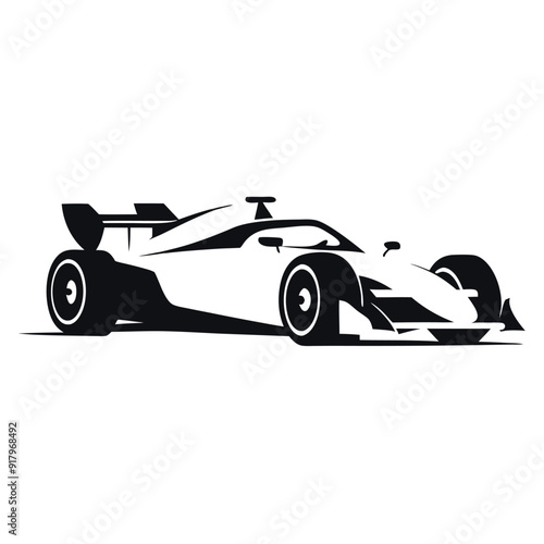 Formula car vector silhouette isolated white background 