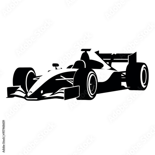 Formula car vector silhouette isolated white background 