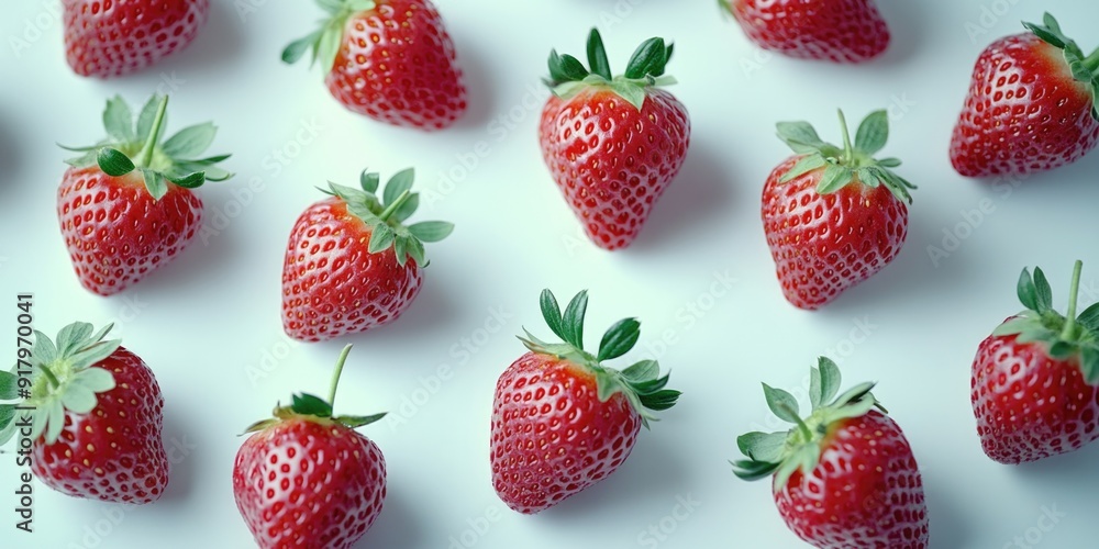 Strawberries on white surface Strawberries on white surface