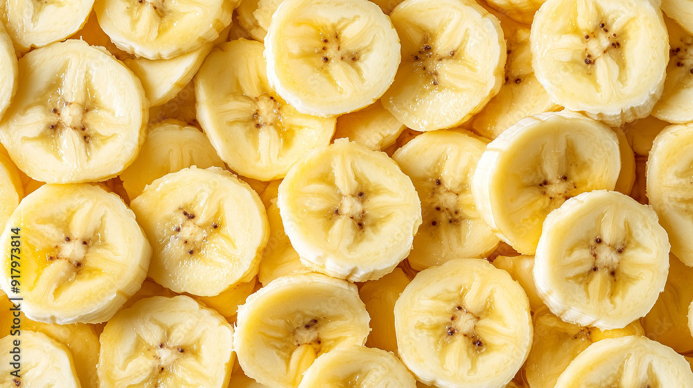 Fresh Sliced Banana Background, Tropical Fruit Close-up Fresh Sliced Banana Background, Tropical Fruit Close-up