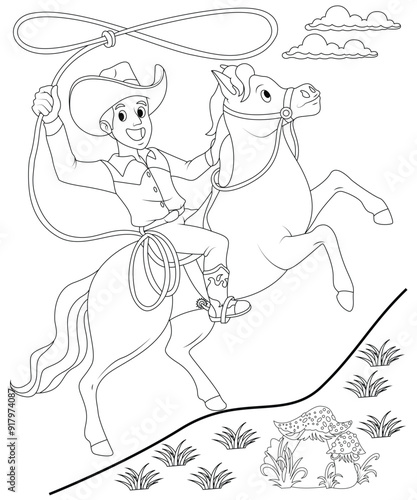 Unique and Cute Horse coloring page for kids and adults.  Horse coloring book page for children 