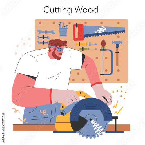 Woodworking DIY. Flat Vector Illustration