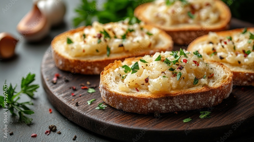 Four small breads with herbs and spices on top Four small breads with herbs and spices on top