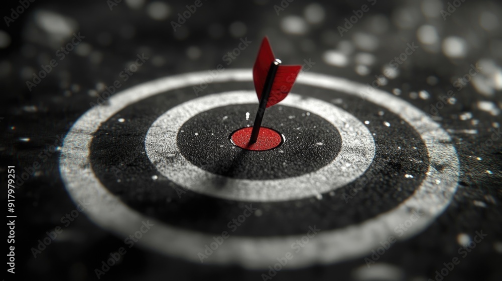 Red Dart in Black and White Target Red Dart in Black and White Target