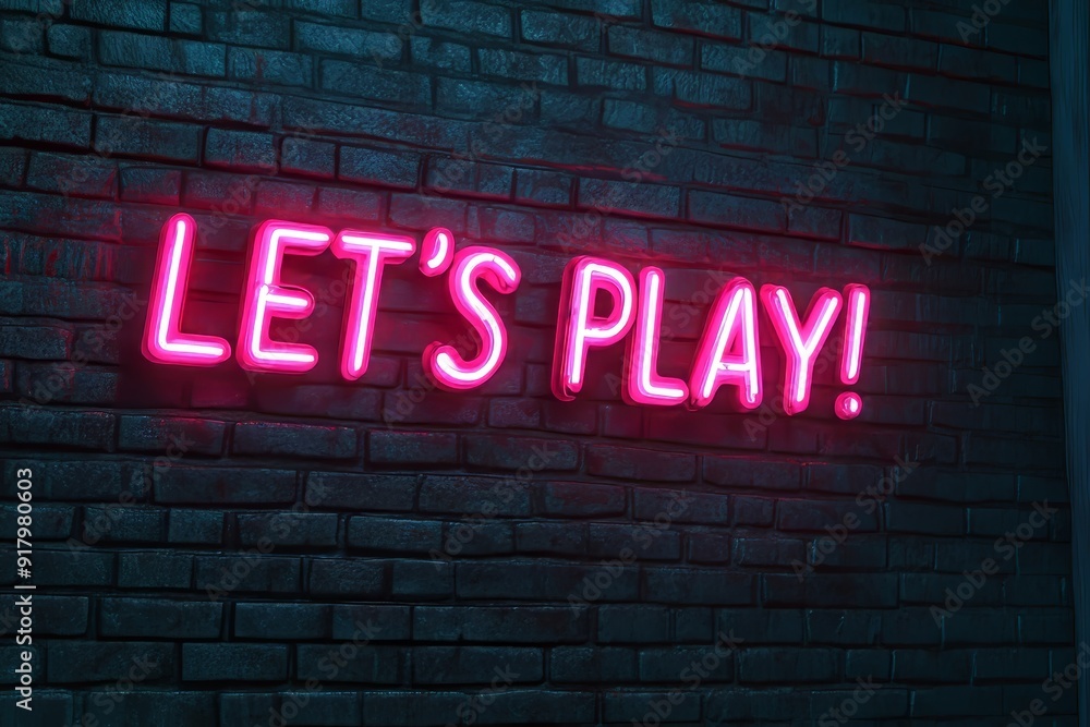 Neon Sign on Dark Brick Background, Close-up Detail Generative AI Neon Sign on Dark Brick Background, Close-up Detail Generative AI