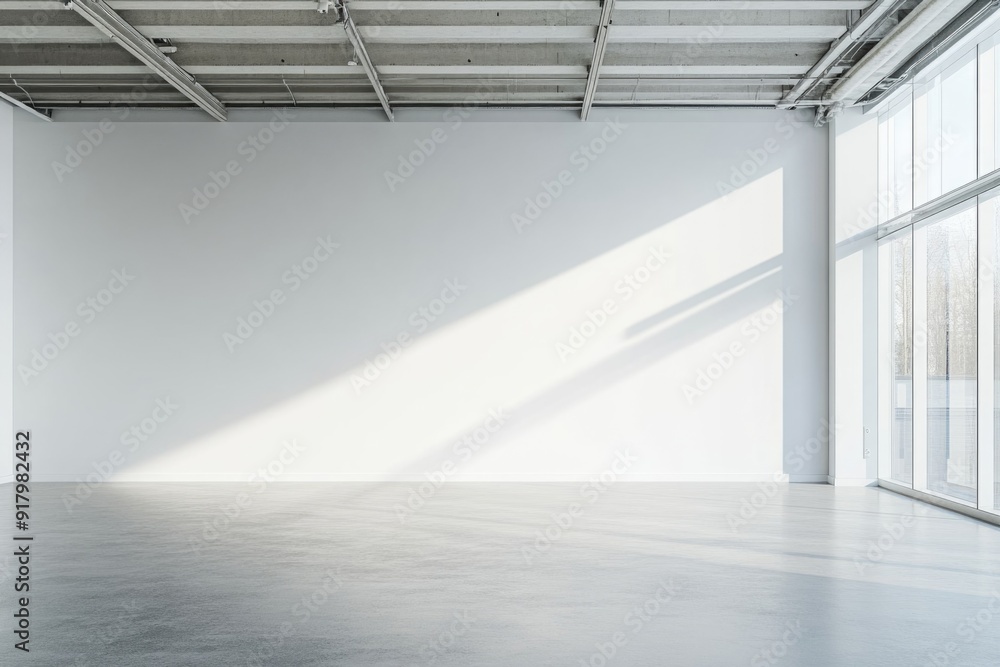 Fototapeta premium Empty Room with Large Windows
