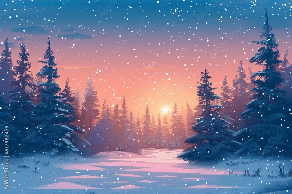 Fototapeta premium winter landscape with trees and snow