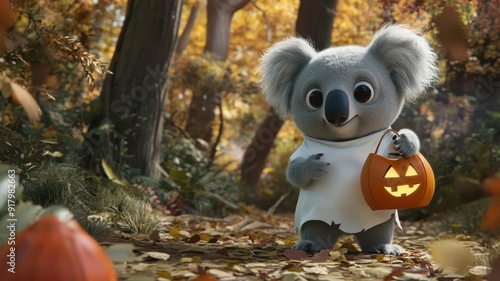 A cute koala dressed for Ha...